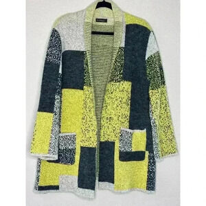 Christine Phillipe Women’s L Open Cardigan Color Block Sweater with Pockets